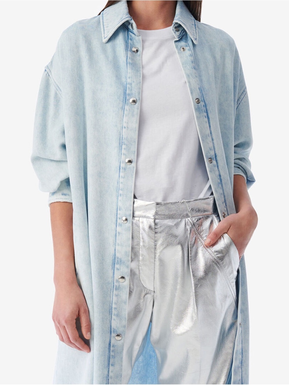 IRO PARIS Light Blue Denim Overshirt Size 40=US 12
